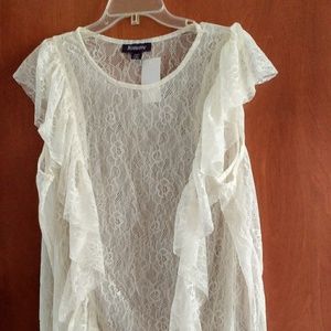 Roamns sz 2x sheer ivory ladies top